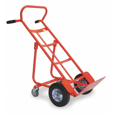 Dayton General Purpose Hand Truck: 800 lb, Flow-Back Handle, Red, Steel, Semipneumatic - Ergonomic Tilt-Back Hand Trucks