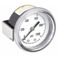 APPROVED VENDOR Panel-Mount Pressure Gauge: U-Clamp, 0 psi to 1,000 psi, 2 in Dial, 1/8 in NPT Male