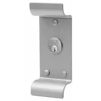 Aluminum night latch pull trim for exit push bars. Designed for doors up to 48 inches wide. Not ADA compliant and not ligature-resistant. Suitable for commercial or institutional applications requiring a night latch exit device style
