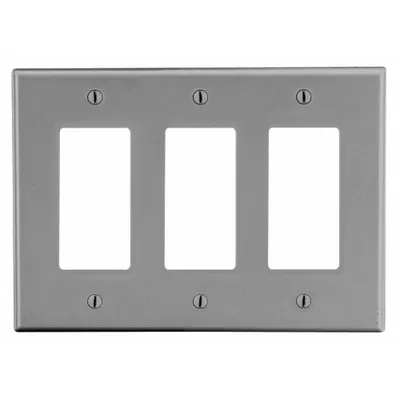 HUBBELL P263GY 3-Gang Decorator-Rocker Wall Plate, Gray, Polycarbonate - General Purpose Wall Plates