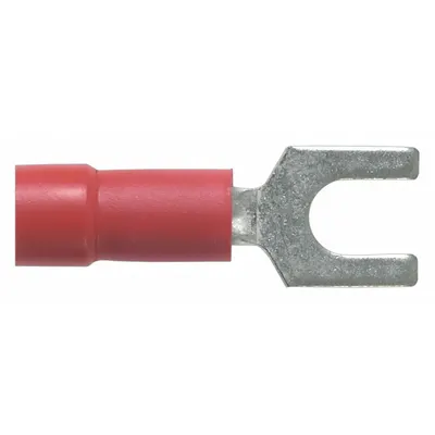 PANDUIT Fork Terminals: Red, Vinyl, #8 Stud Size, 22 AWG – 16 AWG Wire Range, Std Fork - Insulated Fork Terminals