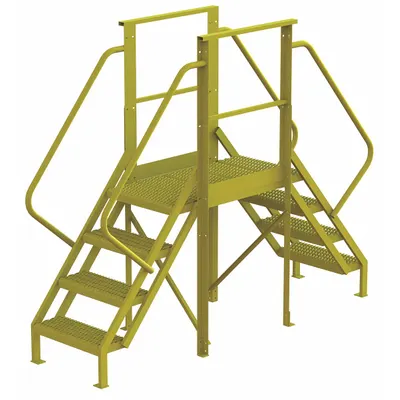 TRI-ARC Crossover Bridge: 3.3 ft Platform Ht, Steel, 1,000 lb Load Capacity, Serrated - Easy Descent Crossover Bridges