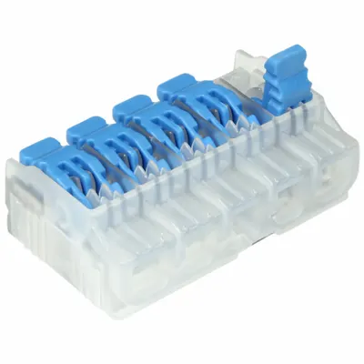 IDEAL Lever Wire Connector: 5 Port, 24 AWG – 12 AWG Solid Wire Size Range, 20 A - Compact Lever Wire Connectors