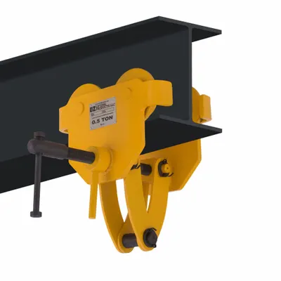 OZ LIFTING PRODUCTS Quick Adjust Trolley: Push, 1,000 lb Max Hoist Load Capacity - Push Trolleys for Hoists