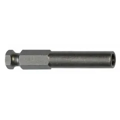 This standard bit holder is designed for power tool use, accepting 1/4-inch hex-shank bits. It is nonmagnetic and not impact rated, suitable for general drilling and fastening tasks in assembly and maintenance applications.