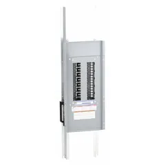 This 400 A main lug convertible panel interior features a copper bus and accommodates QHB, QOB, and QOB-VH circuit breakers. With 30 spaces and dimensions of 45 in height by 10 7/16 in width, it is used in electrical distribution systems for commercial and industrial power applications.