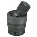 This 1-1/2" drive flex impact socket adapter features a square output drive size. It is designed for transferring torque at an angle in high-torque impact applications, commonly used in heavy equipment assembly, mining, and industrial maintenance to access fasteners in confined spaces.