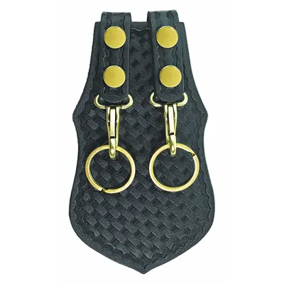 AIRTEK Key Holder: Black, Leather, Basket Weave, 5 in x 115 mm, Snap Closure - Key Holders & Pouches