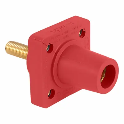 LEVITON Single Pole Receptacle: Red, Straight Taper Nose Mating, Threaded Stud Termination - Receptacles with Threaded Stud Terminations