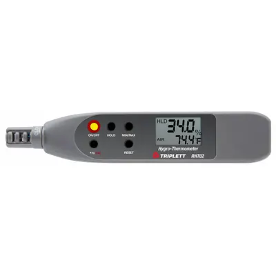 TRIPLETT Humidity Pen: Onboard, Air Temp/Humidity, 1.7 in x 6.9 in x 0.6 in - Standard Temperature & Humidity Meters