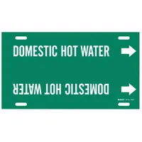 Pipe Marker: Domestic Hot Water, Green, White, Fits 6 to 7 7/8 in Pipe O.D., 1 Pipe Markers (MPN 4316-F)