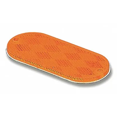 GROTE Reflector: Oval, Amber, 4 3/8 in Overall Lg - Stick On Reflectors