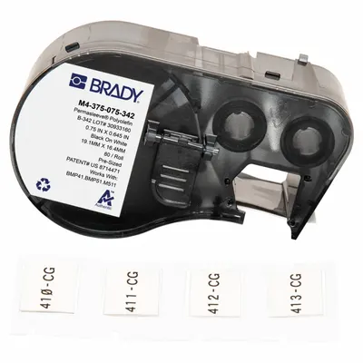BRADY M4-375-075-342 Precut Sleeve Label Roll Cartridge - Brady Precut Sleeve Label Roll Cartridges