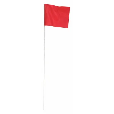 PRESCO PRODUCTS Marking Flag: 4 in x 5 in Flag Size (HxW), 21 in Staff Ht, Red, Blank, No Image - Plain Marking Flags with Wire Staff