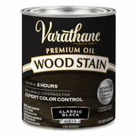 This interior oil-based wood stain in Classic Black with a satin sheen is semi-transparent, allowing the natural wood grain to show through. Suitable for use on wood surfaces such as furniture, trim, and cabinetry. Supplied in a 1-quart container
