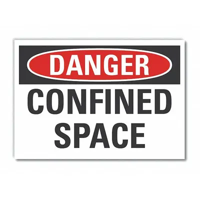 LYLE Confined Space Danger Reflective Label: Reflective Sheeting, Adhesive Sign Mounting - Danger: Confined Space Signs
