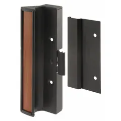 Recessed handle for sliding doors, measuring 6 in height and 3/4 in width. Used for flush-mount locking on sliding doors in applications such as machine enclosures, cabinets, or access panels.