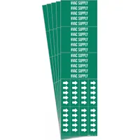 Pipe Marker: HVAC Supply, Green, White, Fits 3/4 in and Smaller Pipe O.D., 3 Pipe Markers, 5 PK (MPN 7380-3C-PK)