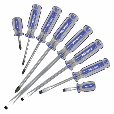 WESTWARD Magnetized Tip Screwdriver Set: 1-10 Pieces, 8 Pieces - General Purpose Screwdriver Sets