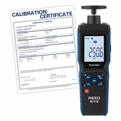REED INSTRUMENTS Combination Contact: +/-(0.02% rdg. + 1 dgt.) RPM Accuracy, 0.01 rpm - Combination Contact & Non-Contact Tachometers