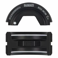 U-die set for crimping 300 kcmil copper conductors. Designed for use with the DEWALT DCE310 crimper. Used to create secure connections on copper lugs and splices in electrical applications.