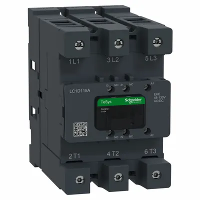 SCHNEIDER Contactor: Non-Reversing, 3 Poles, 3NO Contacts, 115 A - Non-Reversing IEC Contactors