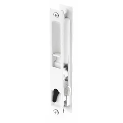 Recessed handle lock for sliding doors, suitable for applications where a flush-mounted locking mechanism is required. Measures 7-1/4 inches in height and 1 inch in width. Manufactured by PRIME-LINE.