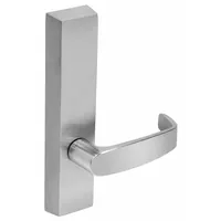 This SARGENT mechanical exit device trim is a lever-style outside trim for use with exit push bars on doors up to 48 inches wide. It features a chrome finish with a bronze color and is ADA compliant for accessible egress. The trim is not ligature-resistant
