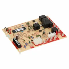 This integrated furnace control board operates on 25V AC and 120V power. It is designed as an OEM replacement for Lennox systems and controls humidifiers. The board is compatible with Lennox and White-Rodgers brands.