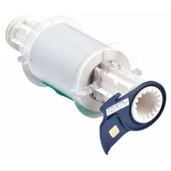 Polyester continuous label roll with silver gloss finish, 4 in x 33 ft, rated for indoor and outdoor use. Compatible with PowerMark Industrial printers. Suitable for asset tags, pipe markers, and safety labels in industrial environments.