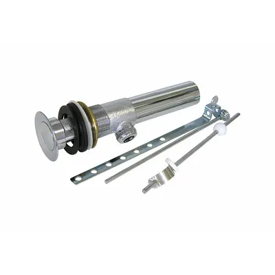 KISSLER Drain Assembly: Brass, Chrome, 8 in Overall Ht, 1 1/4 in Overall Dia - Sink Drains with Lever-Activated Stopper