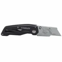 STANLEY Folding Utility Knife: 3 1/4 in/5 3/4 in, Steel, Metal, 1 Blades Included (MPN 10-855)