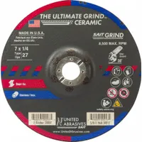 This Type 27 grinding wheel is designed for cool-cutting on carbon and stainless steel. The ceramic abrasive and 24 grit provide aggressive material removal while reducing heat buildup. Suitable for fabrication, welding, and metalworking applications