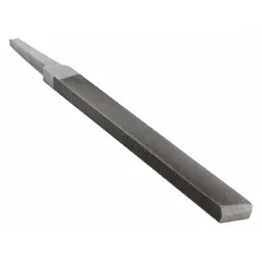 This double-cut square file features a single edge cut and second cut teeth for medium-fine material removal. With a width of 7/16 in and a length without tang of 6 in, it is suited for precision filing of flat surfaces, slots, and keyways in metalworking and machining applications.