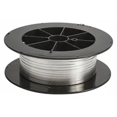 This 316 stainless steel strapping is used for bundling and securing industrial equipment, pipes, and cables. It is 100 ft long, 1/4 in wide, and has a clear finish. Suitable for outdoor, marine, and chemical plant environments.