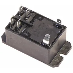 This switching relay is a replacement control component for HVACR systems, used to manage electrical loads such as compressors, fans, and pumps. It enables reliable switching of high-voltage circuits based on low-voltage control signals, suitable for use in heating and cooling equipment.