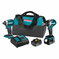 This 18V cordless combo kit includes a hammer drill/driver and an impact driver, both powered by Makita's LXT brushless motor platform. The two-tool set provides drilling, driving, and fastening capabilities for construction, woodworking, and general maintenance tasks.