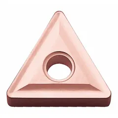 Triangle (T) indexable turning insert made of carbide, type TNMG. Used for turning, facing, and profiling operations on steel, stainless steel, and cast iron in industrial metal-cutting applications.