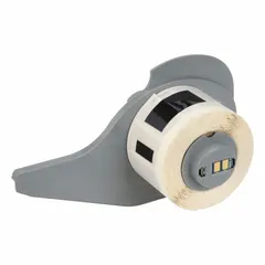 Polyimide precut label roll measuring 1 in x 1/2 in with permanent adhesive. Designed for use with the Brady M710 printer series. Suitable for industrial labeling applications requiring heat resistance and durability, such as electronics and manufacturing environments.