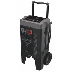 This automatic wheeled battery charger is designed for deep-cycle AGM, gel, and flooded batteries. It provides a 50 A boost at 6V, a 15 A charging current at 6V, and a 4 A maintaining current at 12V with float-charge capability. Suitable for industrial and marine battery maintenance applications.