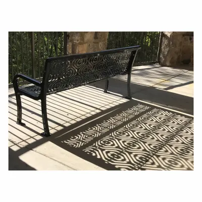 ULTRAPLAY Outdoor Bench: Lexington, 48 in Overall Lg, 35 1/2 in Overall Ht, Black - Thermoplastic Coated Steel Benches