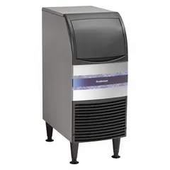 Air-cooled undercounter nugget ice machine producing 99 lb of ice per day. Dimensions: 38 in Ht, 15 in Wd, 24 in Dp. Silver finish. Suitable for undercounter installation in commercial kitchens, bars, and break rooms for moderate-volume beverage service and food display.