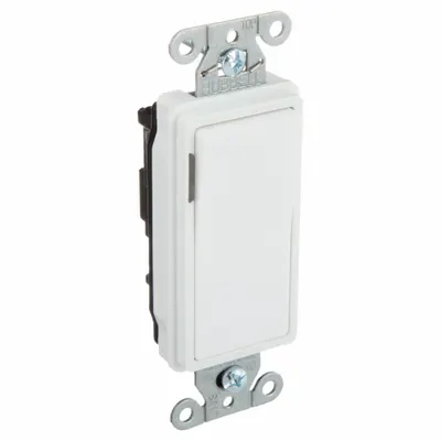 HUBBELL Wall Switch: Rocker Switch, 3-Way, Maintained, White, 120/277V AC - Rocker Wall Switches