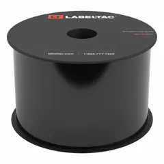 Continuous vinyl label roll for use with LabelTac 4 Pro printers. Black gloss finish, 3 inches wide by 150 feet long. Suitable for indoor and outdoor applications such as pipe marking, safety signs, and equipment identification.