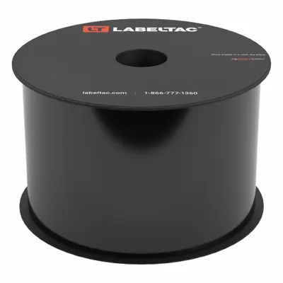 CREATIVE SAFETY SUPPLY LabelTac Pro Model Standard Supply: 3 in x 150 ft, Vinyl, Black (Gloss) - LabelTac Thermal Transfer Continuous Label Rolls