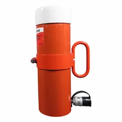 Single-acting hydraulic ram with 55 ton nominal capacity and 10 in nominal stroke length. Used for lifting, pressing, and positioning heavy loads in industrial maintenance, construction, and manufacturing applications.
