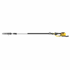 This battery-powered pole saw operates on a 60 V system and provides a 160-inch reach for trimming and pruning tasks. It features a 10-inch blade and is sold as a tool only, with no battery or charger included.