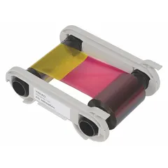 Full color ribbon for ID card printers. Provides 200 prints per roll. Overall dimensions: 2 in height, 8 in width. Used for printing identification cards such as employee badges and visitor passes.