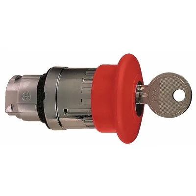 SCHNEIDER Emergency Stop Push Button: Red, 22 mm Mounting Size, Metallic - Mushroom-Head Push-Button Operators