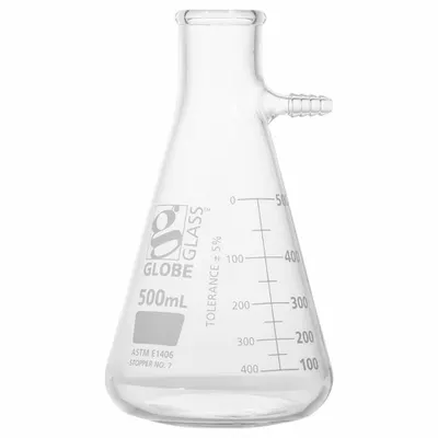GLOBE SCIENTIFIC Filtering Flask: 500 mL, Colorless, Round, A - Glass Filtering Flasks